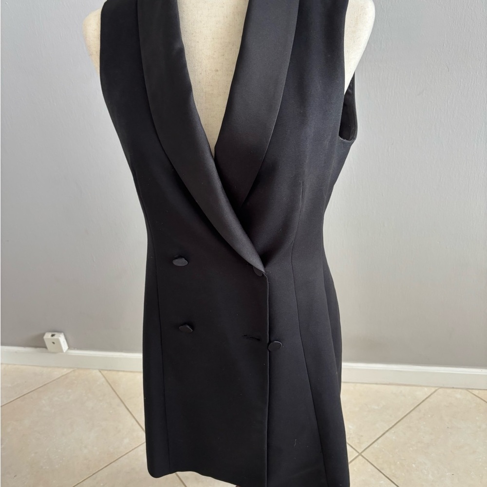 Zara Black Sleeveless Double-Breasted Mini Dress